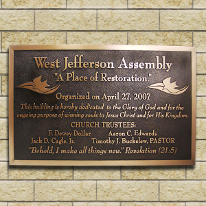 Bronze Church Dedication Plaque