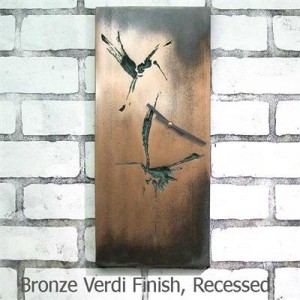 Wall Clock in Bronze Verdigris Finish depicting Great Blue Herons in Flight